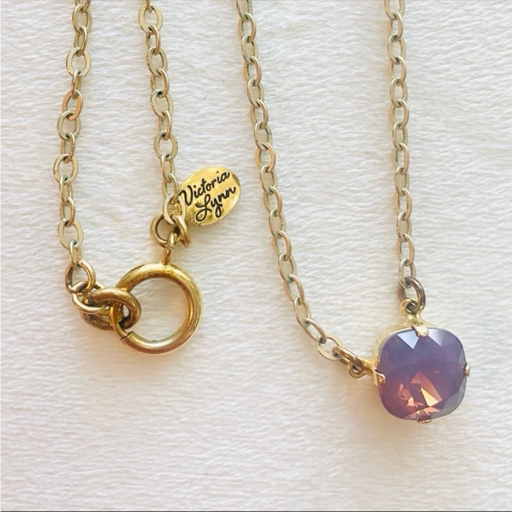 Victoria Lynn Faceted Swarovski Rounded Cushioned Gemstone Necklace